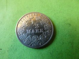Dt. Reich 1907 D, 1/2 Silbermark