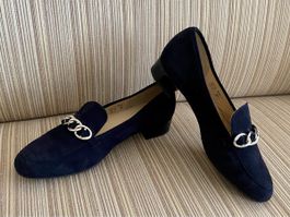 BRUNATE Damen Schuhe Gr. 37 dunkelblau Nubukleder elegant