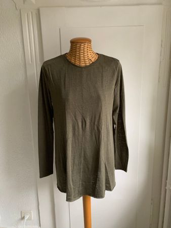 Feinstrick Langarmshirt olivgrün - S