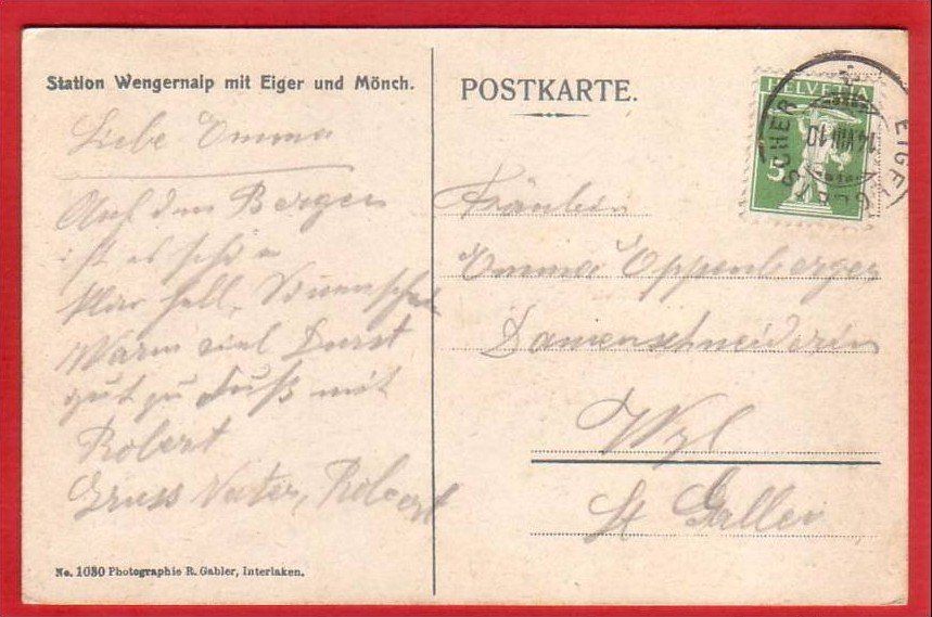 Cartoline postali: STATION WENGERNALP 1910 – Usato da Grüningen venduto da Kartenlaube 1