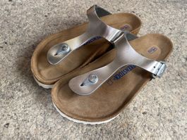 Birkenstock Gizeh Silber komplett Echtleder Gr. 39