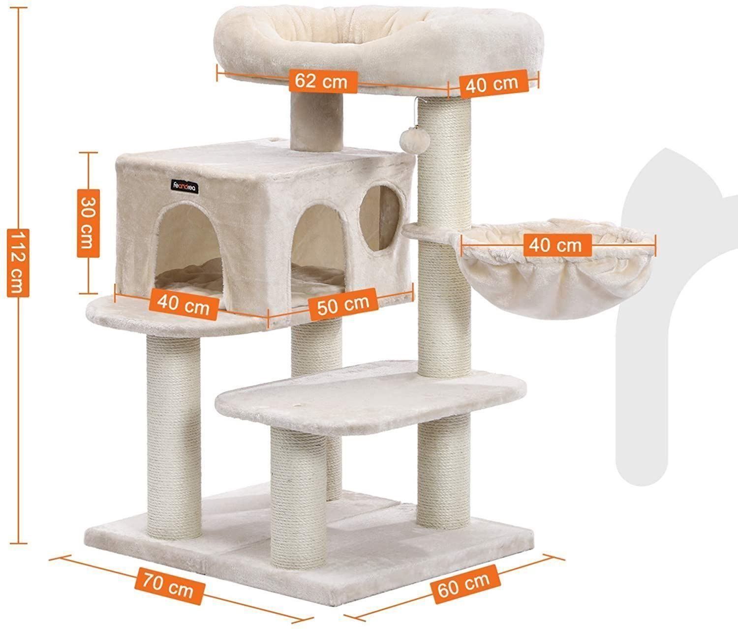 Katzenbaum - Kratzbaum: FEANDREA Kratzbaum 112 cm Beige – Neu und originalverpackt aus Bottighofen von zaap 3