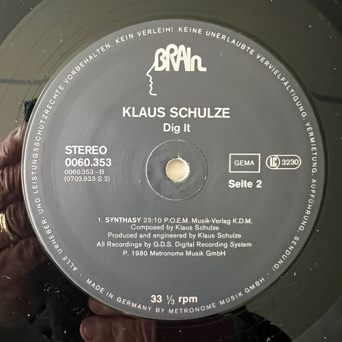 Dischi in vinile: Klaus Schulze - Dig It / D-Press. 1980 - TOP – Usato da Gais venduto da soundcave57 3