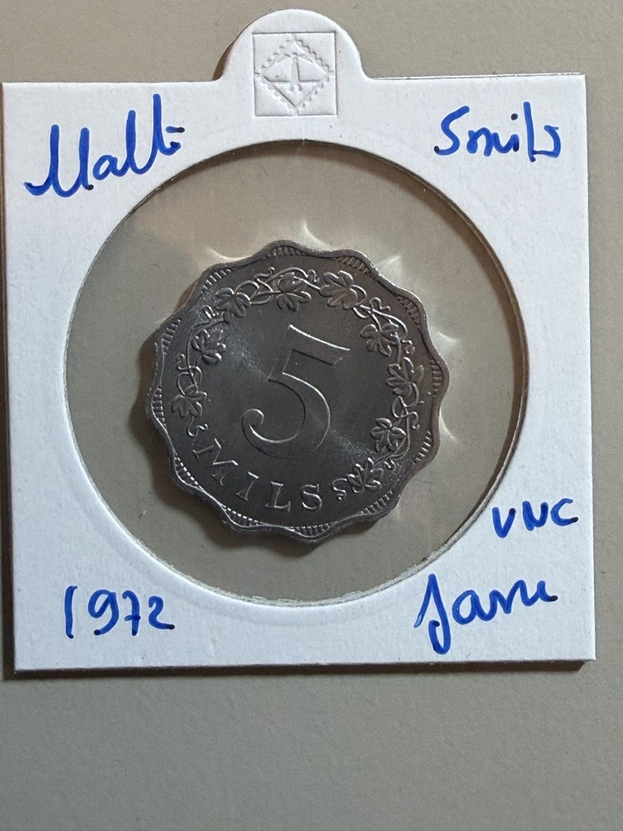 Tutti le monete: Malte - 5 mils - 1972 - UNC - Jarre – Nuovo (secondo la descrizione) da Payerne venduto da Mike1682