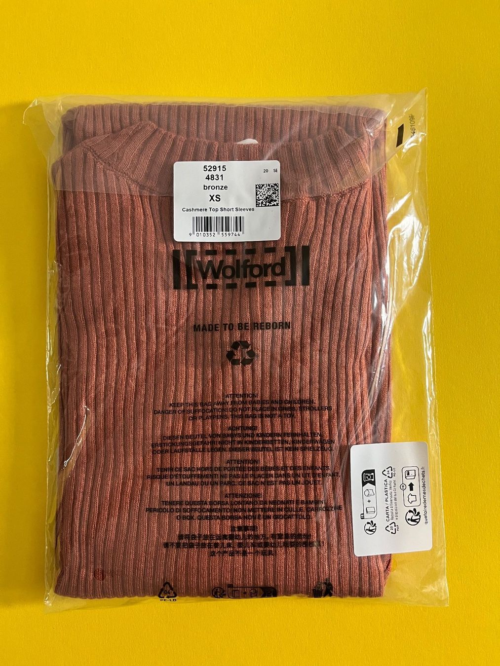 Maglioni & Felpe: WOLFORD Cashmere Kurzarmpullover, Grösse XS, Farbe Bronze – Nuovo e nell'imballaggio originale da Rudolfstetten venduto da gst_g7xl 4