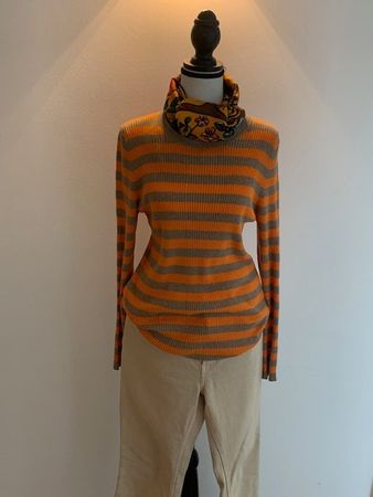 Ringel-Pulli in beige/orange / Gr. S/M