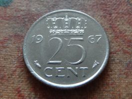 PAYS-BAS  Nederland  25  Cent  1967