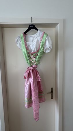 Dirndl Kleid grün weiss kariert mit Bluse guter Zustand