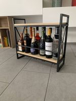 Wein Regal - Gläser halter - Holz & Metall matt schwarz