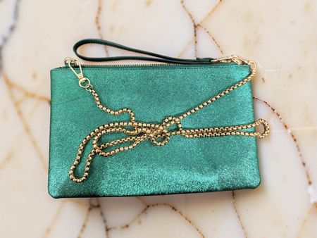 Clutch Tasche grün mit Goldkette neu