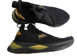 Gr. 38.5 PUMA Schlupf Sneaker SCHWARZ GOLD guter Zustand