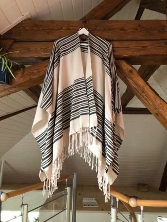 H&M Poncho Cape Rose Gris Umhang Pink ligniert