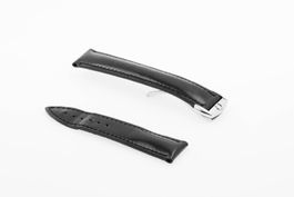 Omega black leather strap with steel deployant 18mm NEW