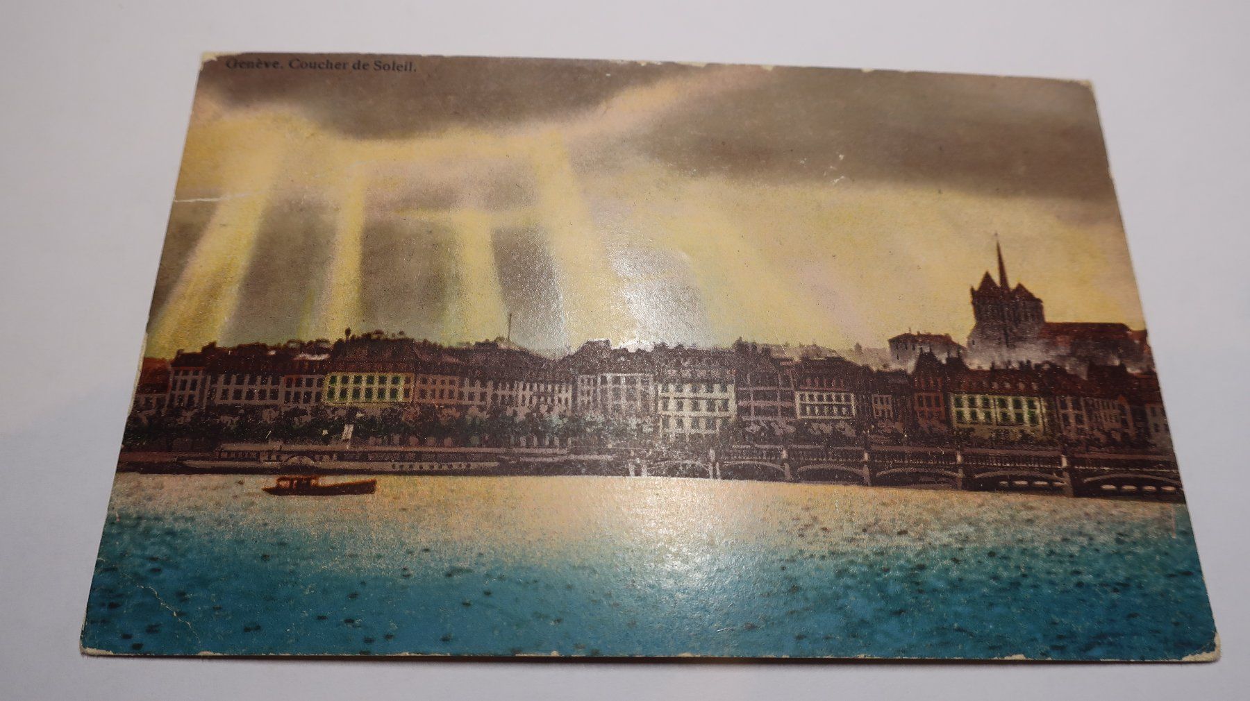 Cartoline postali: Genève coucher de soleil  1917 – Difettoso da Cormoret venduto da Pascalll2001 1