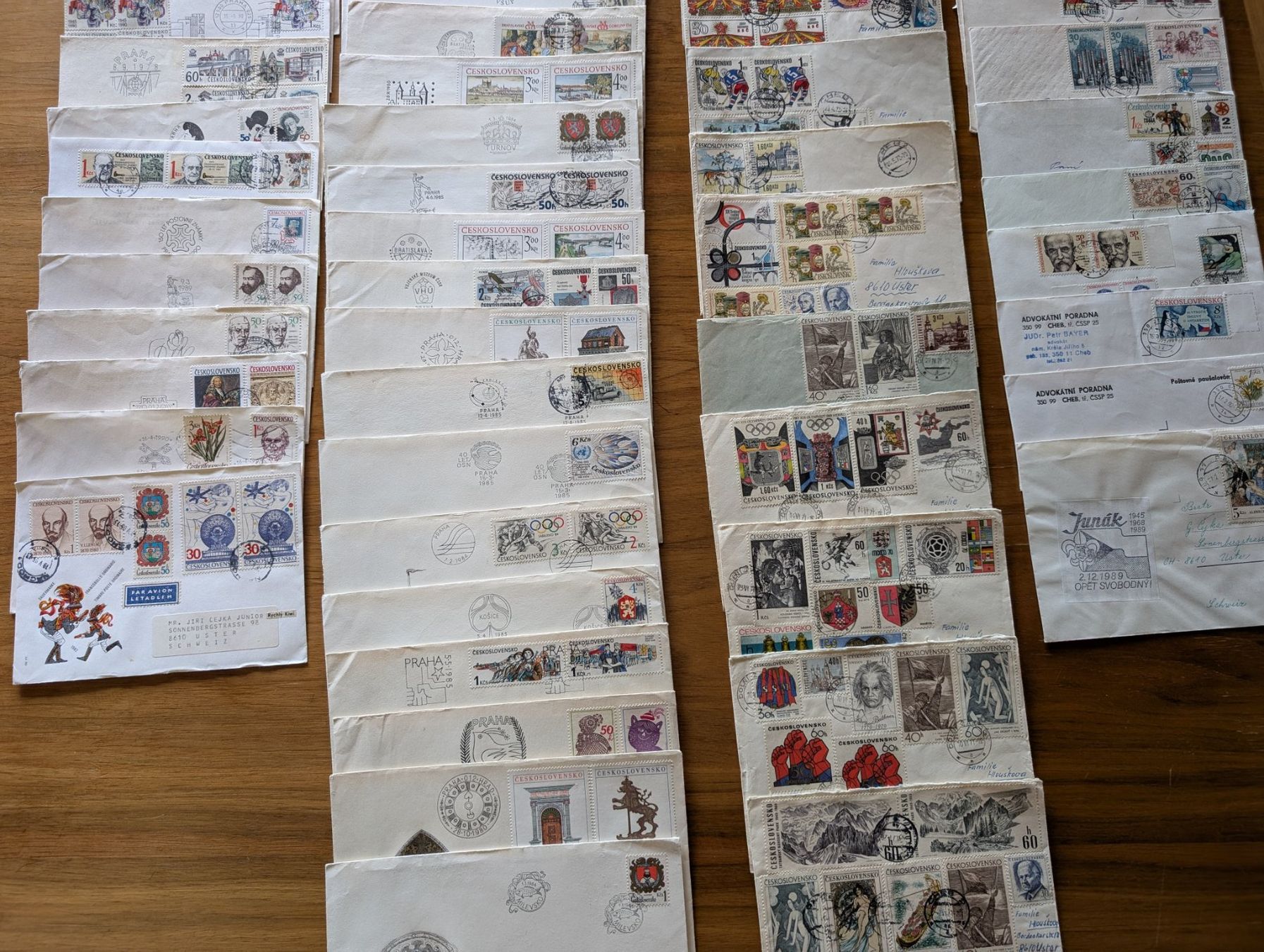 Couverts & Versandtaschen: 42 FDC und 29 Briefcouverts Ceskoslovensko nach CH – Gebraucht aus Steinmaur von compura49 3