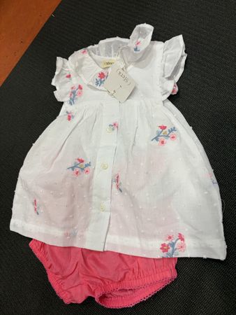 Sfera Set Kleid und Hose weiss rosa Grösse 80-86 neu