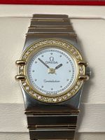 Omega Damenuhr Constellation Stahl/Gelbgold Brillantlunette