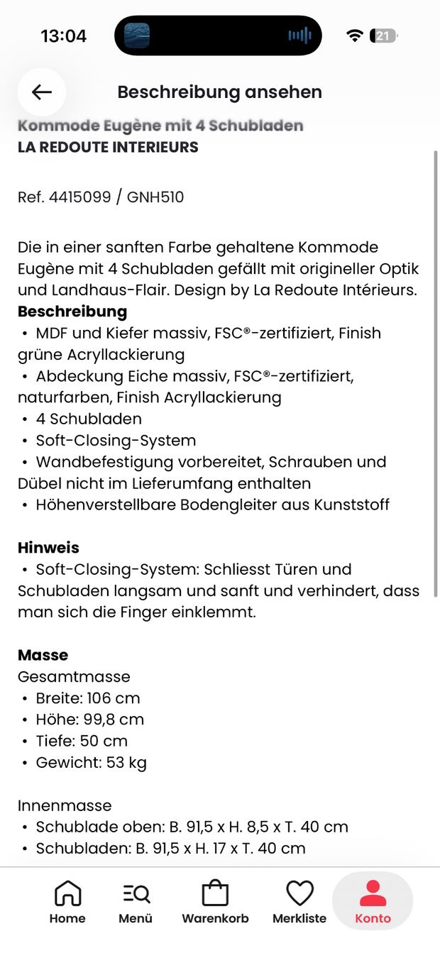 La Redoute Kommoden: Kommode grün/grau 4 Schubladen – Gebraucht aus Horgen von xjulialunax 4