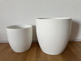 Übertopf×2, Weiss, Keramik