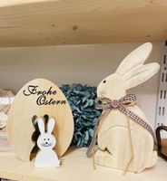 Oster Deko Holz Hase und Ei Frohe Ostern