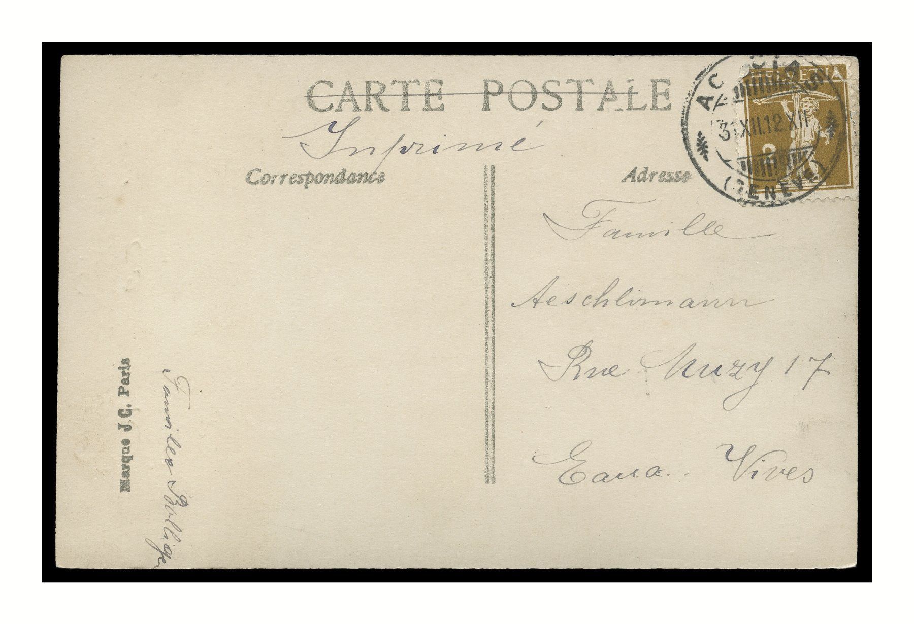 Cartoline postali: FEMME - 1912 "Bonne Année" – Usato da Onex venduto da Lagorel01 1