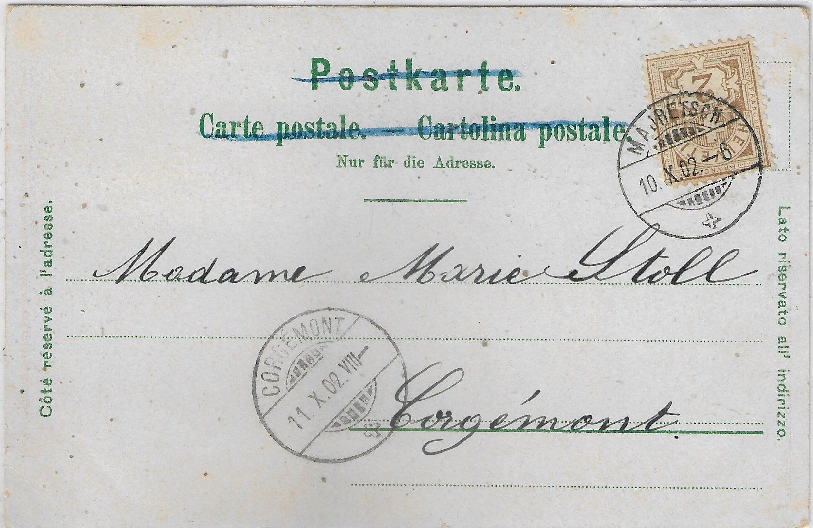 Cartoline postali: Souvenir de Bienne - Place Centrale, Ecole technique - Litho – Usato da Ettingen venduto da Kartenplanet 1