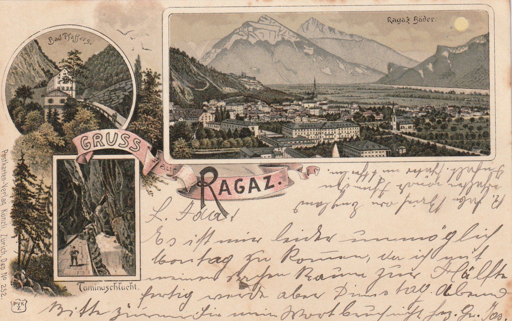 Cartoline postali: AK  Gruss aus Ragaz  Litho 1900 – Usato da Rupperswil venduto da Ema10