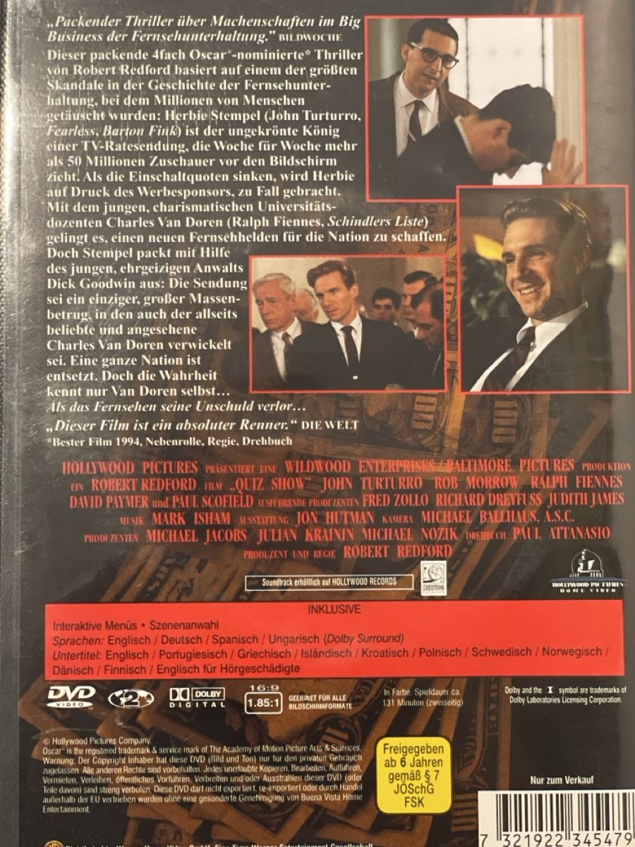Alle DVDs: Quiz Show  (1994)  selten! – Gebraucht aus Waldenburg von Mimily33 1