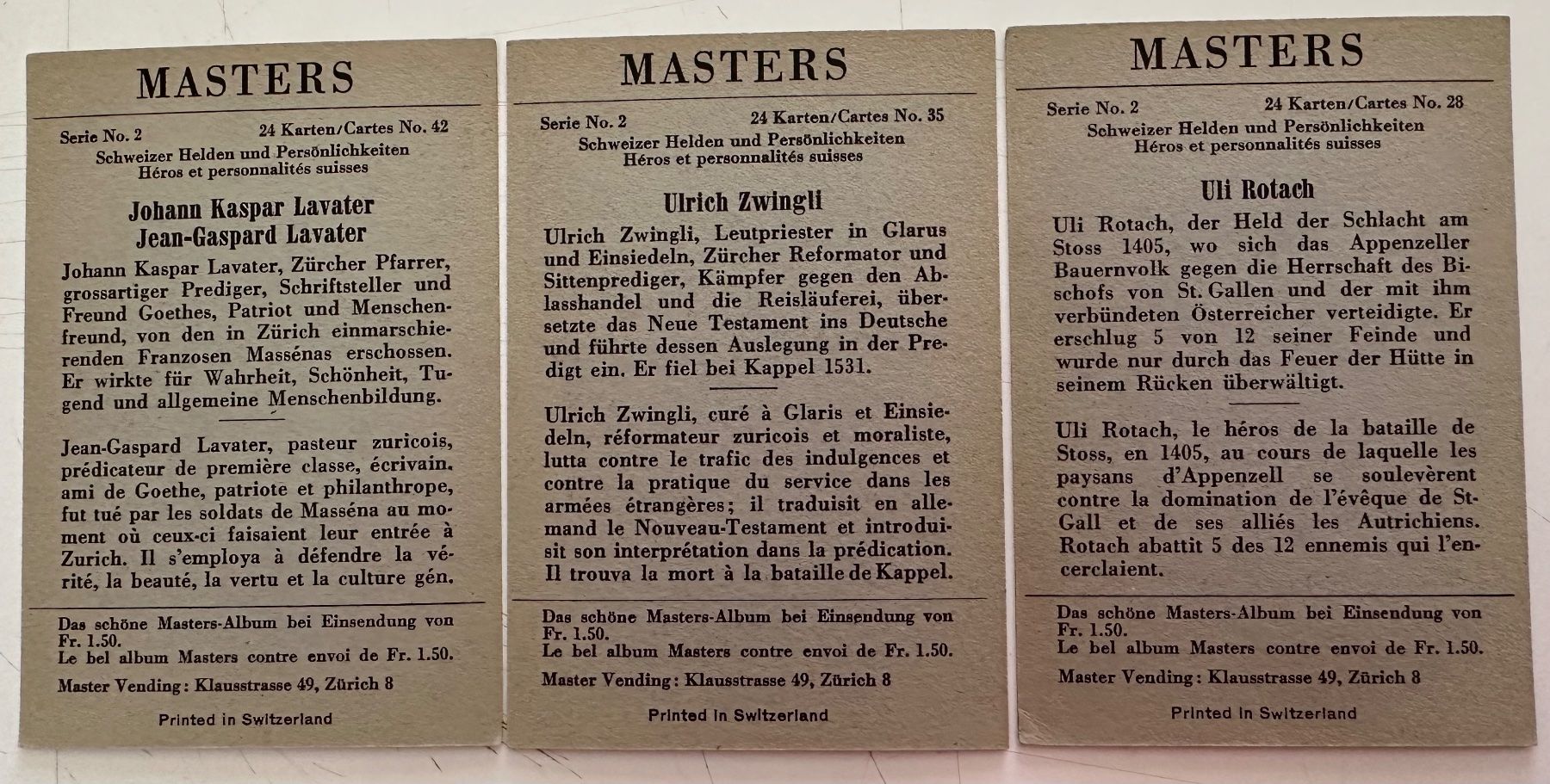 Cartes à collectionner: Masters / Bilder zu Album – D'occasion à Duebendorf par 69R81y 1