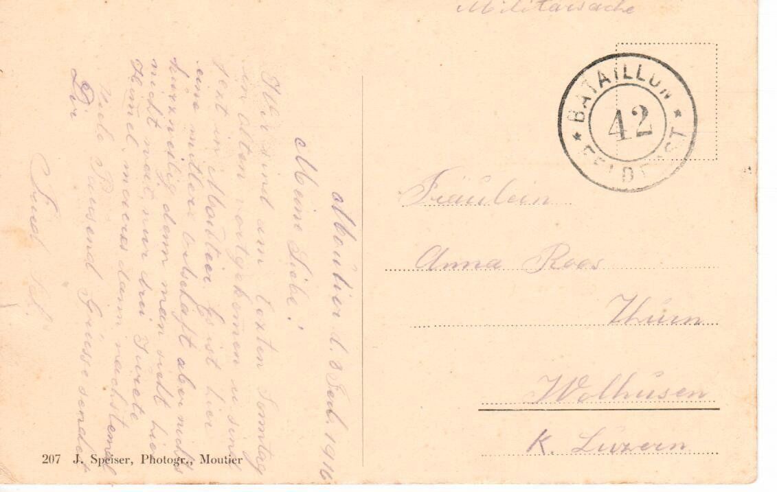 Cartoline postali: Moutier - Feldpost 1916 – Usato da Wolhusen venduto da Curver9 1
