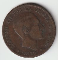 1878 OM Spanien Diez Centimos Alfonso XII Espana Münze