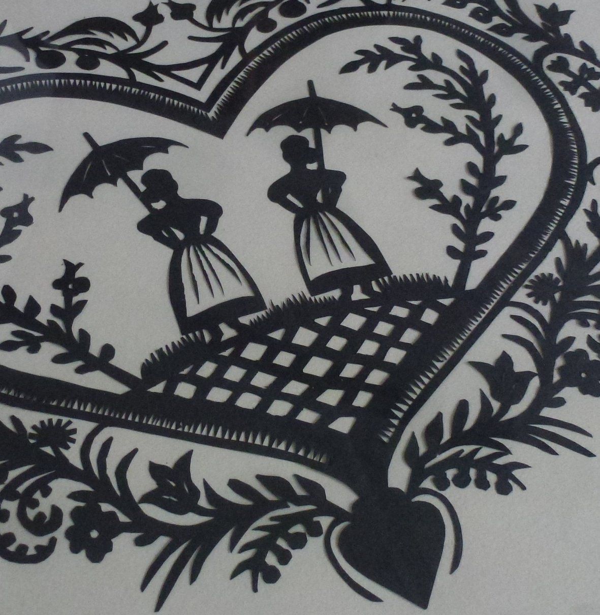 Grafiken & Lithographien: Sammlerobjekt ++ Scherenschnitt, die tanzenden Mädchen – Gebraucht aus Walkringen von Casablanca777 2