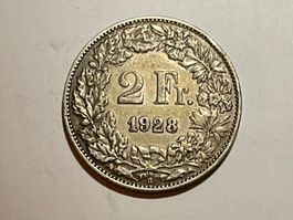 2 Franken 1928 Silbermuenze ..siehe Scan