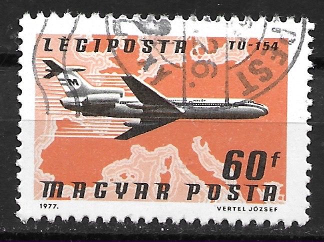Alle Briefmarken: Ungarn 1977: Flugzeug TU 154 – Gebraucht aus Zürich von Rainstamps