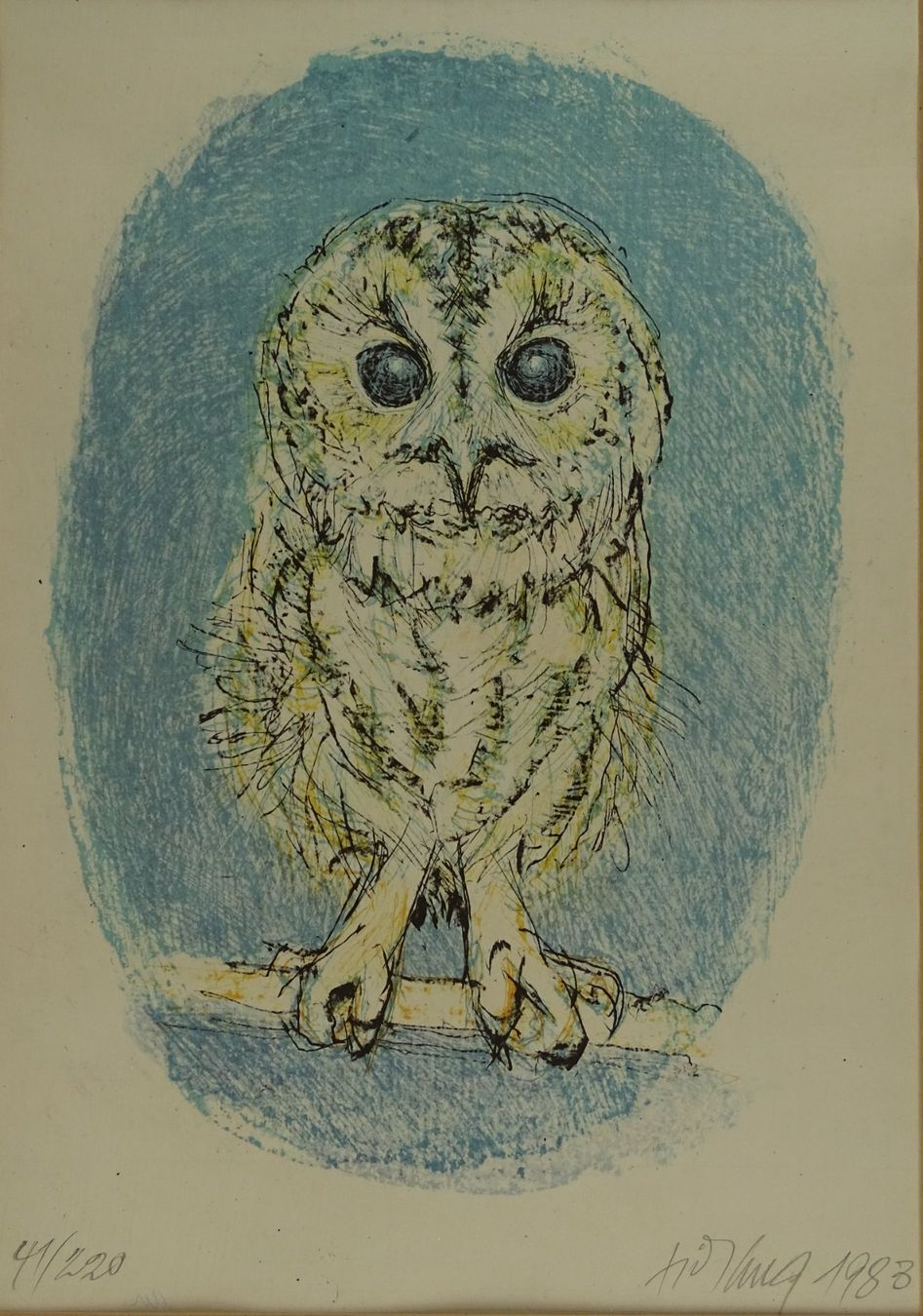Grafiken & Lithographien: FRITZ HUG: JUNGER UHU, KAUZ, EULE, KÜKEN, FARBLITHOGRAPHIE – Gebraucht aus Grüningen von Kartensammler 2