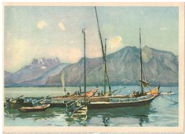 Kunst-AK, Lac Léman, carte d'artiste