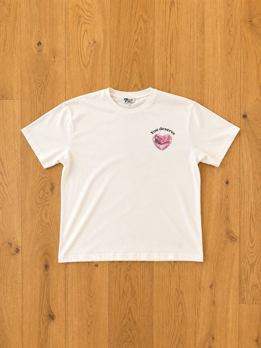 T-shirt: T-shirt blanc cœur rose – Usato da Assens venduto da SireM 1