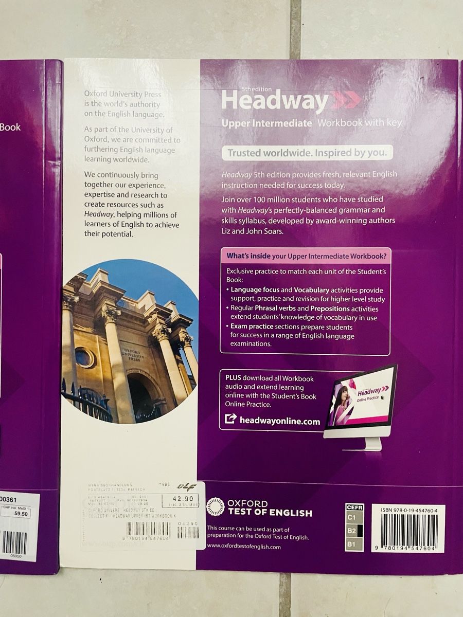Libri: HEADWAY UPPER INTERMEDIATE WORKBOOK MIT KEY + STUDENTS BOOK – Usato da Buchs AG venduto da fischli610 3