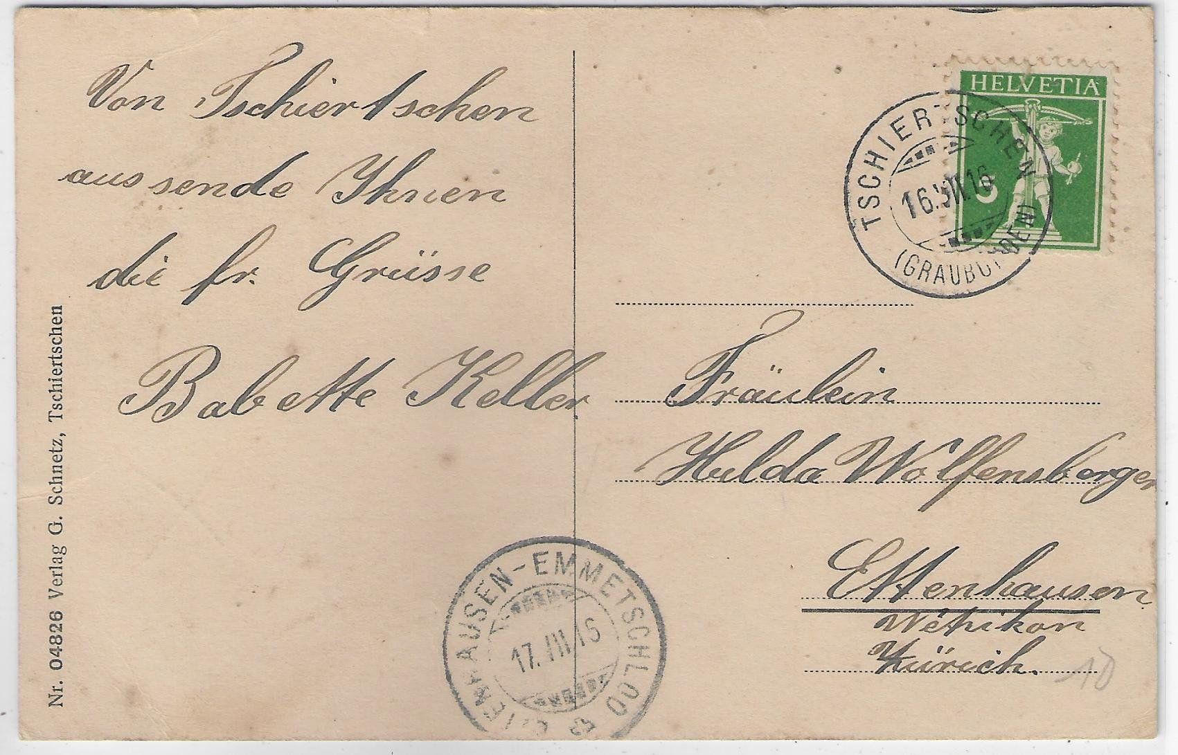 Cartoline postali: Tschiertschen - Generalansicht - animee – Usato da Ettingen venduto da Kartenplanet 1