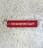 Kiss me before flight keychain tag