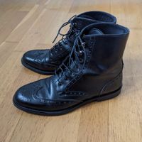 Scarosso Damen Lederstiefeletten Brogues 36 Schwarz