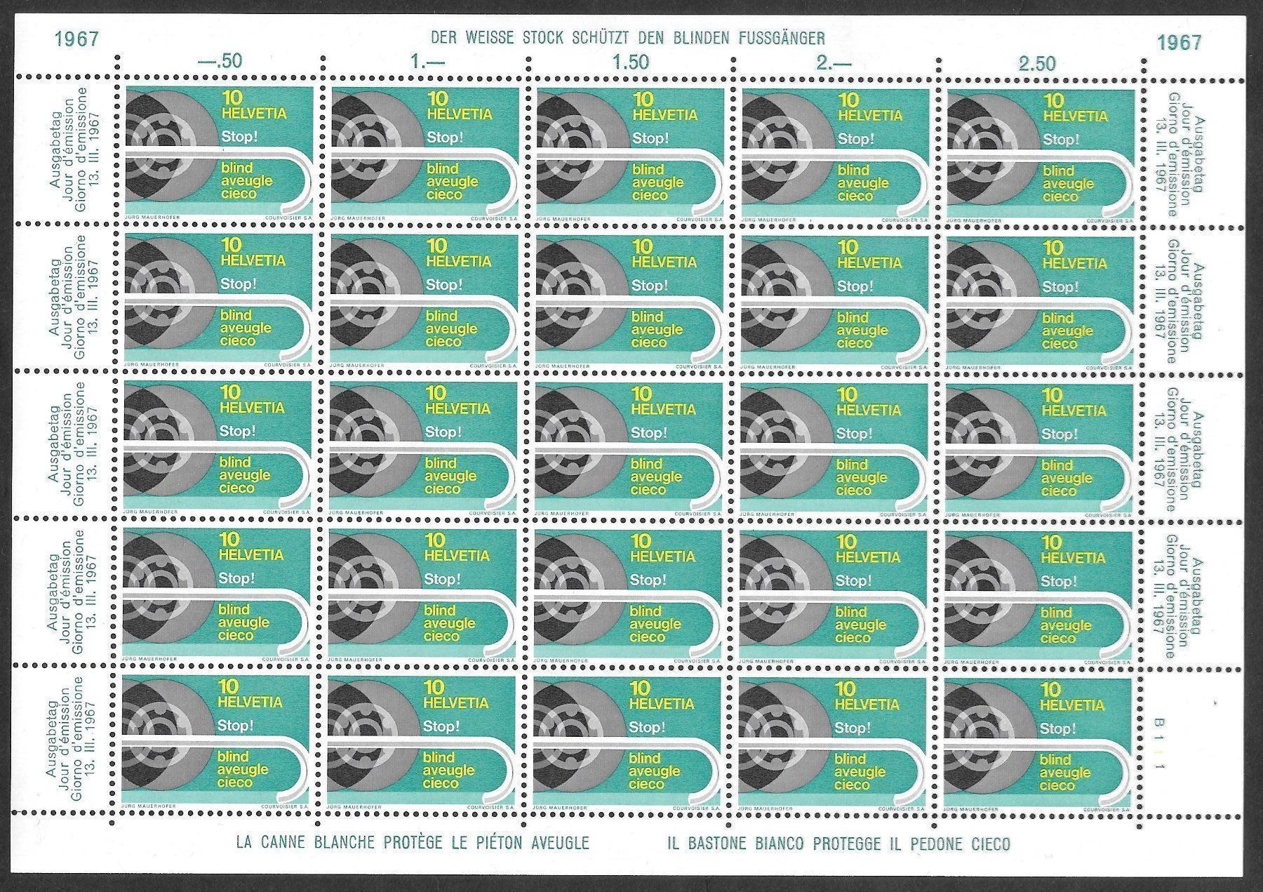Alle Briefmarken: Bogen 446 B111 mit 3 Abarten ** 13.3.1967 – Gebraucht aus Olten von clotaldi