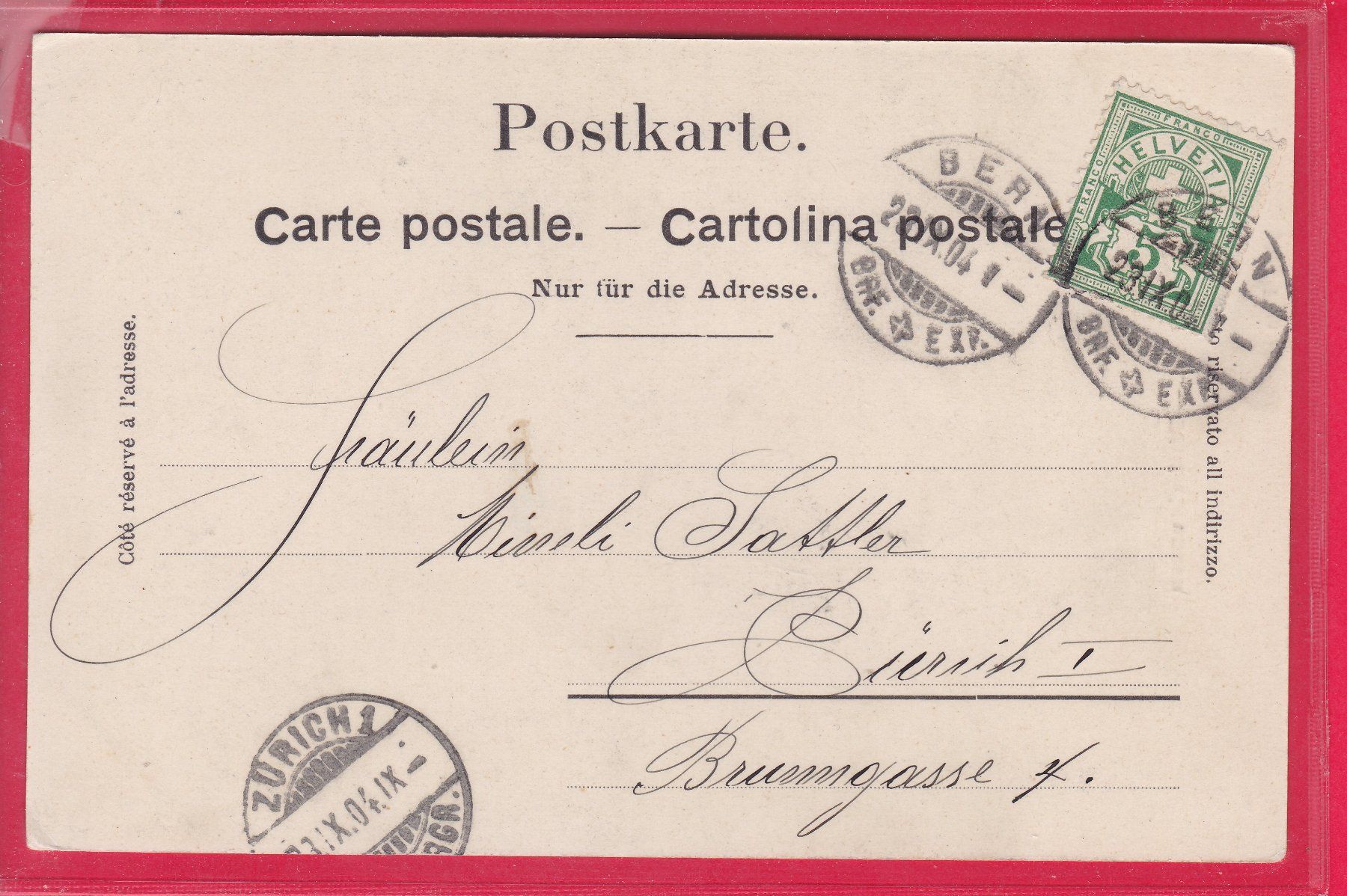 Cartes postales: BERN - PFEIFERBRUNNEN, 23.9.1904 – D'occasion à Oberrieden par Gebirgsstelze 1