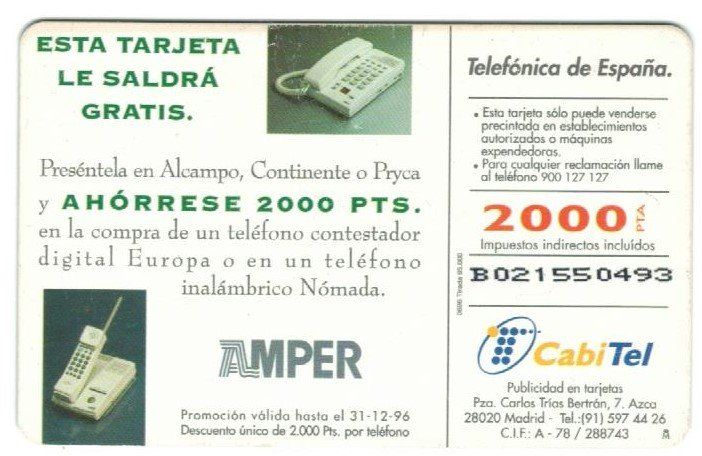 Telefon- & Taxkarten: Telefonkarte Spanien CP-082 Amper – Gebraucht aus Zürich von tol_b7c7 1