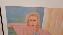 Unikat «I'm looking for you! » Pastellgemälde vintage Bild