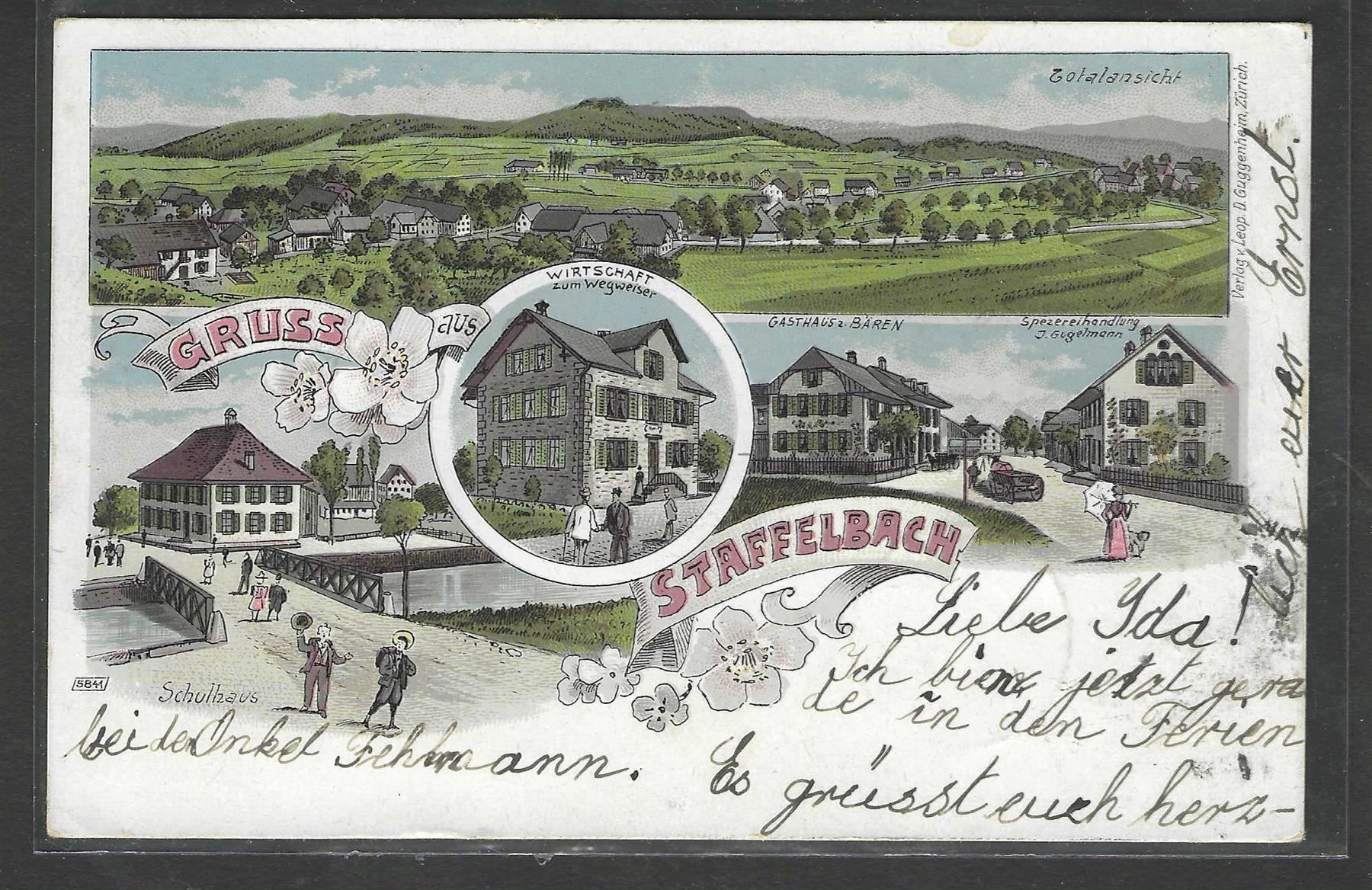 Cartoline postali: 16.7.1902 Litho/"Gruss aus Staffelbach" – Usato da Zürich venduto da Hagliweg