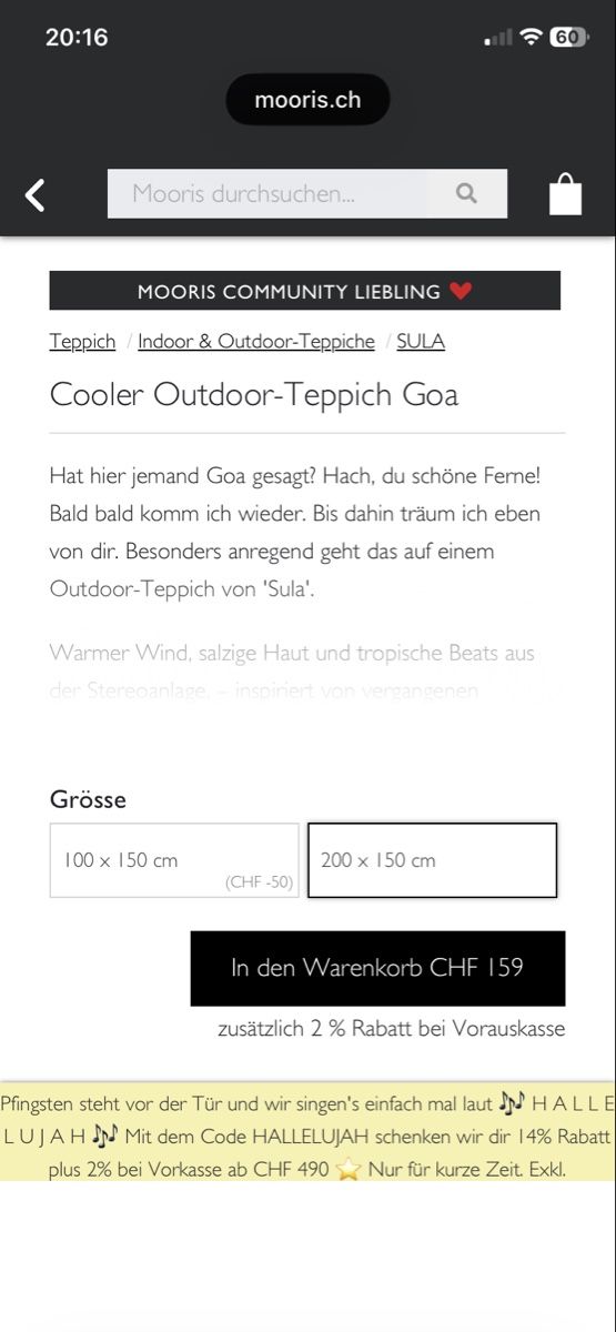 Tappeti: Outdoor-Teppich Goa, neu, 200 x 150 – Nuovo e nell'imballaggio originale da Zürich venduto da linlin02 5