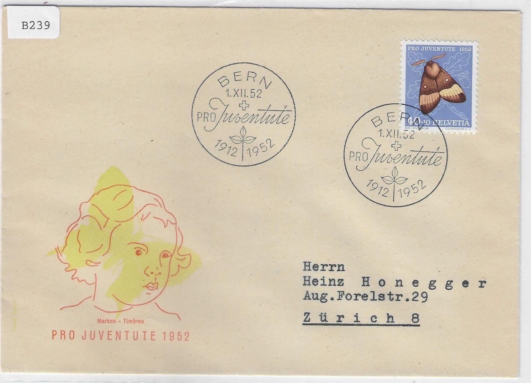 Tutti i francobolli: J147 Mi. 579 FDC Bern 1.XII.52 – Antico da Ettingen venduto da Kartenplanet
