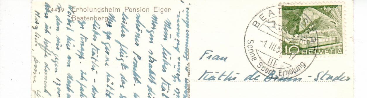 Cartoline postali: Pension Eiger Beatenberg 1957 – Usato da Wolhusen venduto da Curver9 1