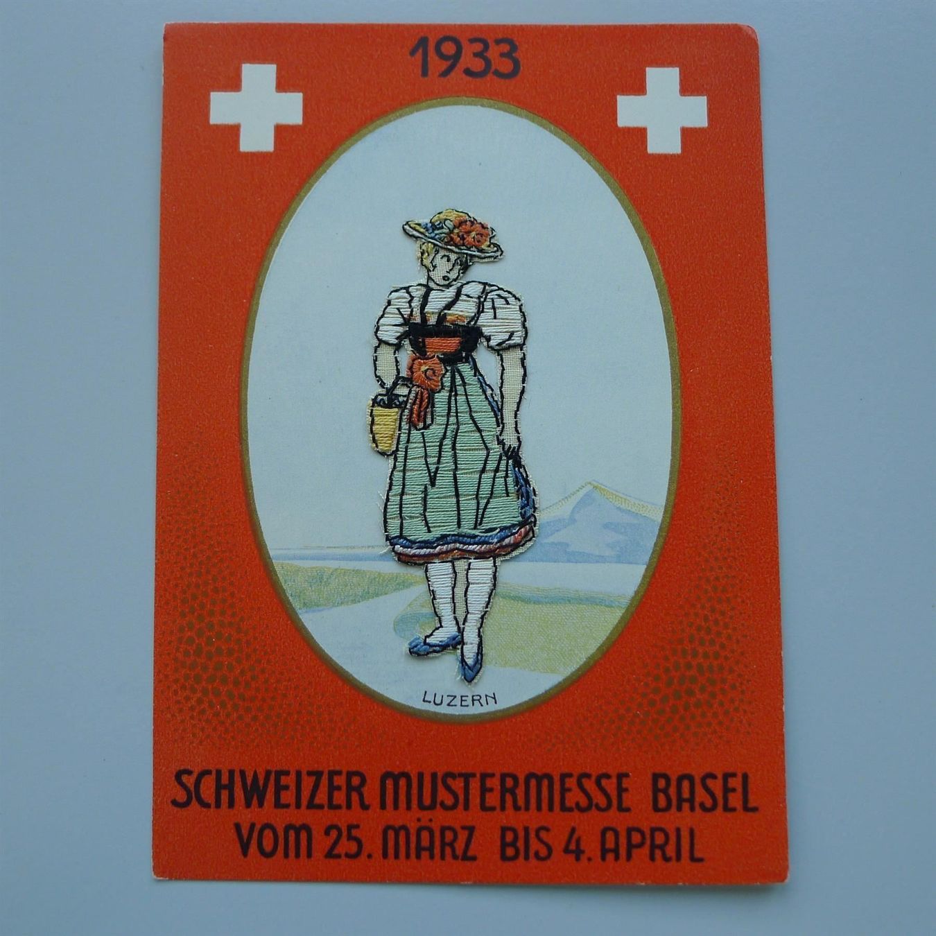 Tutti i francobolli: 1933: KARTE "Schweizer Mustermesse" BASEL - LUZERN – Usato da Sursee venduto da Luzernerraute